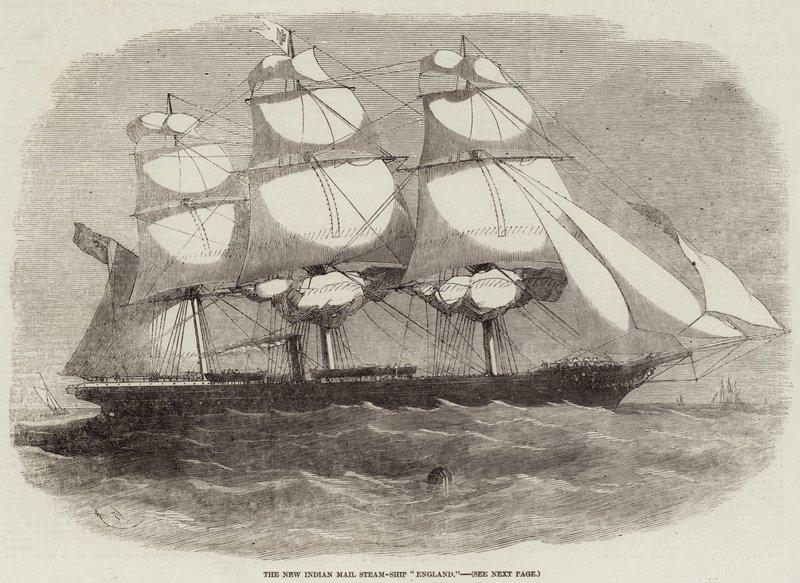 Det nya ångfartyget New Indian Mail Steam-Ship England av Edwin Weedon