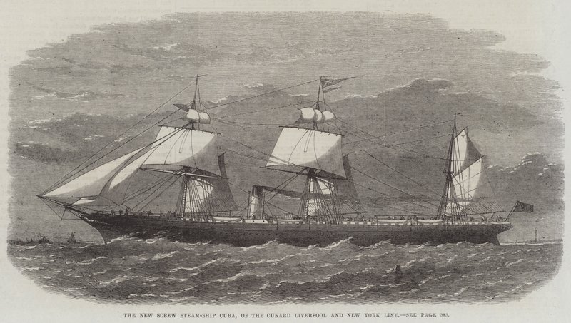 The New Screw Steam-Ship Cuba, från Cunard Liverpool och New York Line av Edwin Weedon