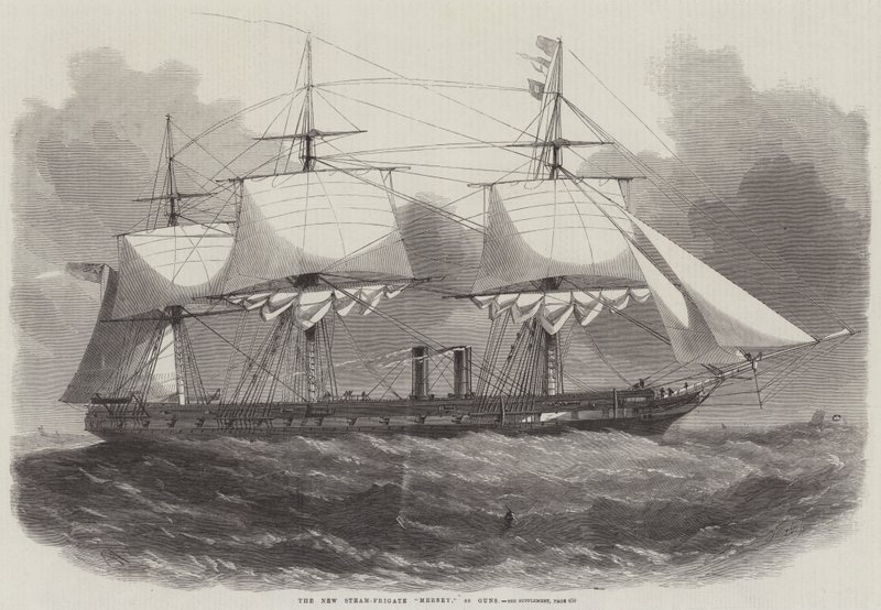 The New Steam-Fregate Mersey, 40 Guns av Edwin Weedon