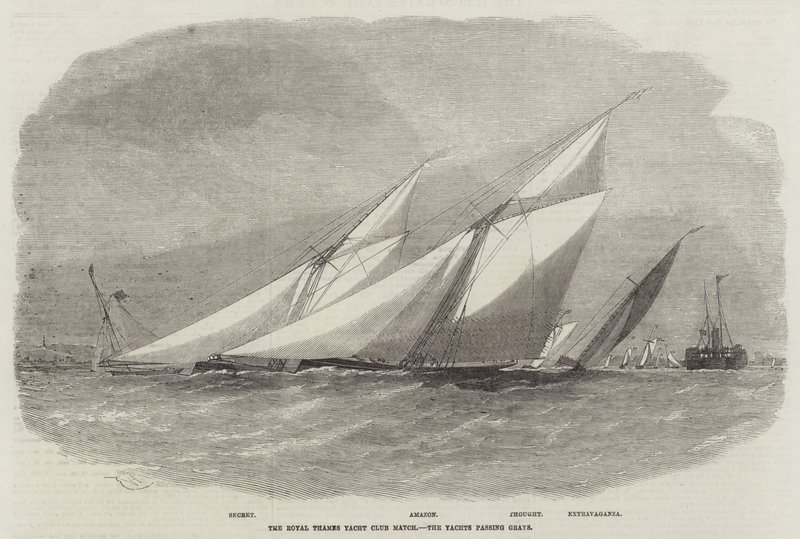 Royal Thames Yacht Club Match, yachter passerar Grays av Edwin Weedon
