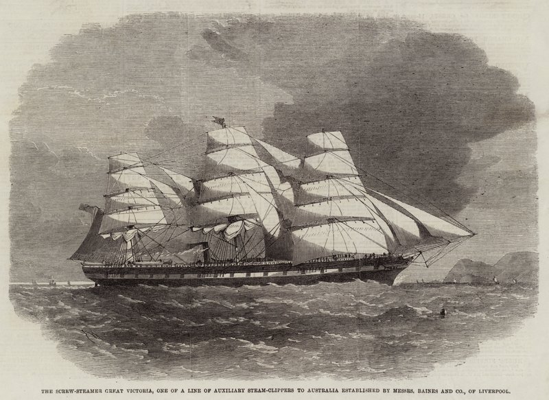 Screw-Steamer Great Victoria, en av en linje av extra ångklippare till Australien etablerad av Messers Baines and Company, Liverpool av Edwin Weedon