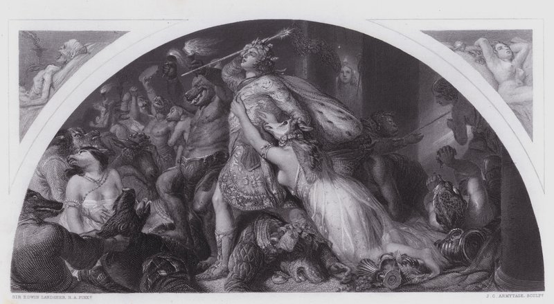 Rout of Comus and his Band (gravyr) av Edwin (after) Landseer