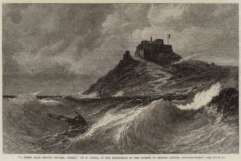 En frisk storm, Mount Orgueil, Jersey av Edwin Hayes