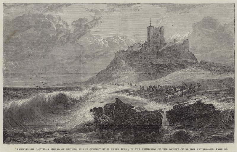 Bamburgh Castle, en signal om nöd på väg av Edwin Hayes