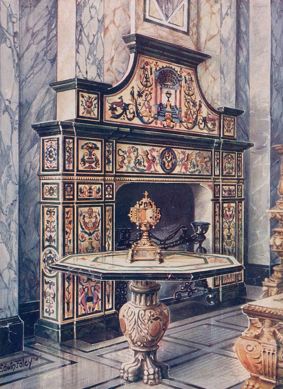 Skorsten i färgad mosaik. Florentine. Bord i färgad mosaik. Florentine av Edwin John Foley