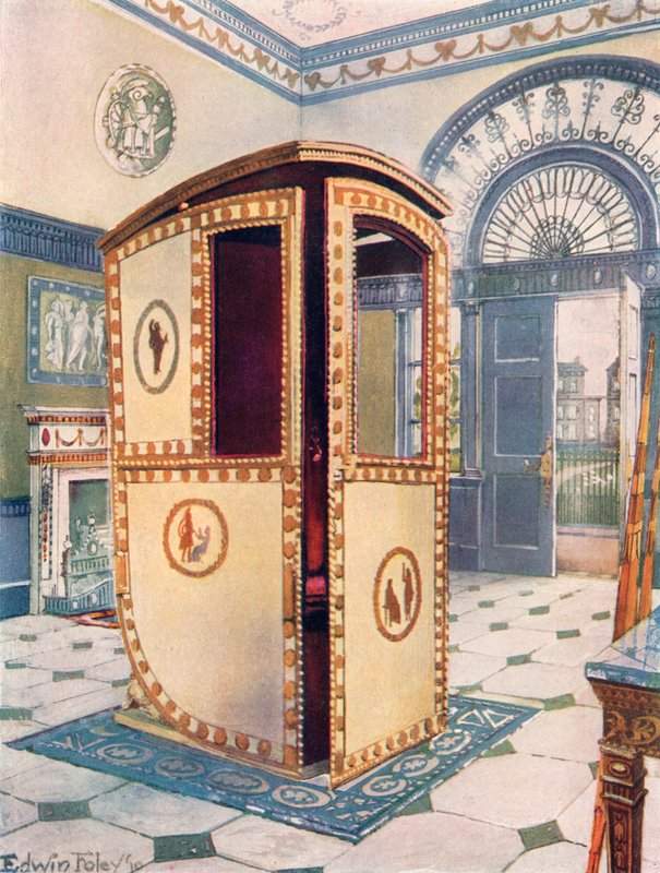 Målad och lackerad Sedan Chair med kupolformad topp av Edwin John Foley