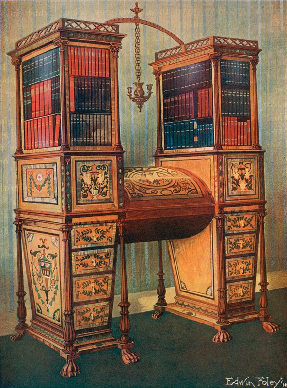The Sisters Inlaid Double Secretaire and Bookcabinet--Sheraton, Circa 1800 av Edwin John Foley