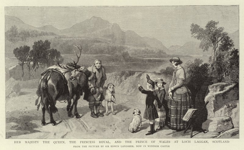 Hennes Majestät Drottningen, Princess Royal och Prince of Wales vid Loch Laggan, Skottland av Edwin Landseer