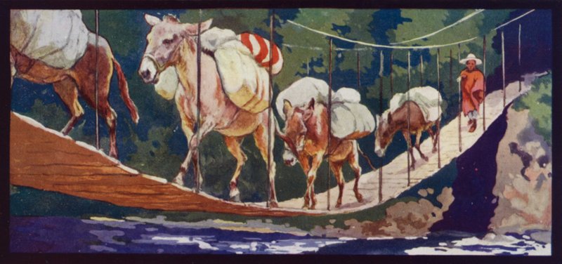 Mulor som korsar en bro av Edwin Noble