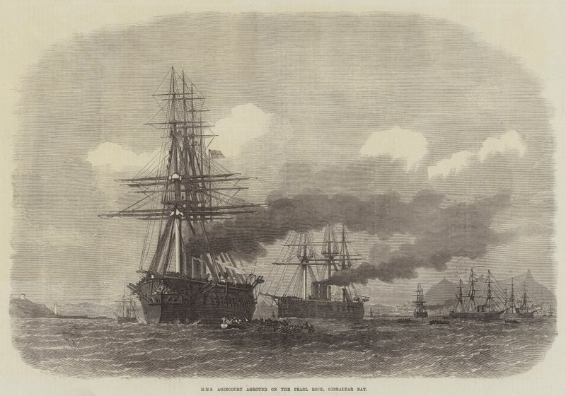 HMS Agincourt gick på grund på Pearl Rock, Gibraltar Bay av Edwin Weedon