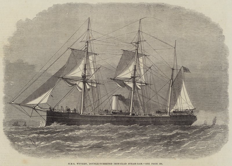 HMS Wyvern, dubbeltornig järnklädd ångbom av Edwin Weedon