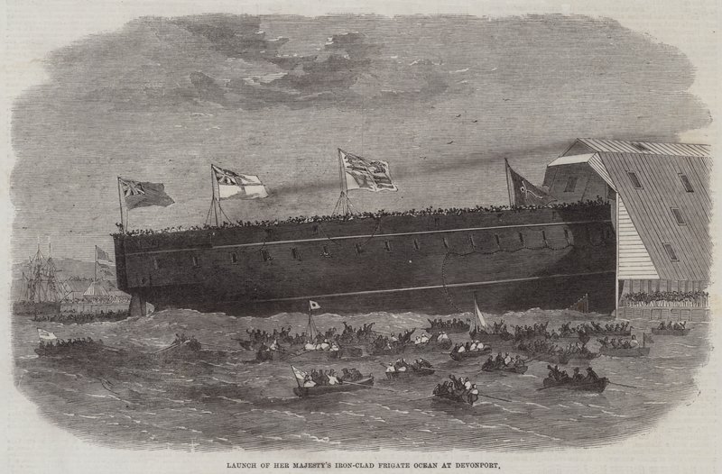 Lansering av Hennes Majestäts järnklädda fregatthav i Devonport av Edwin Weedon