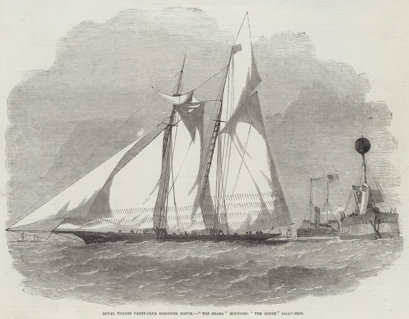 Royal Thames Yacht-Club Schooner Match, Hajen rundar Musens Ljusskepp av Edwin Weedon