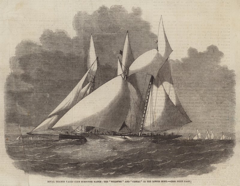 Royal Thames Yacht Club Schooner Match, Wildfire och Vestal in the Lower Hope av Edwin Weedon