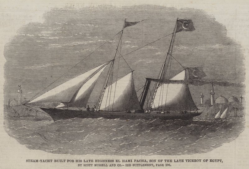 Steam-Yacht byggd för hans framlidne höghet El Hami Pacha, son till den framlidne vicekonungen av Egypten, av Scott Russell and Company av Edwin Weedon