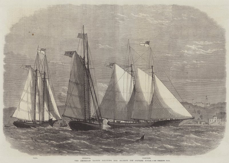 American Yachts hälsar Hennes Majestät utanför Osborne House av Edwin Weedon