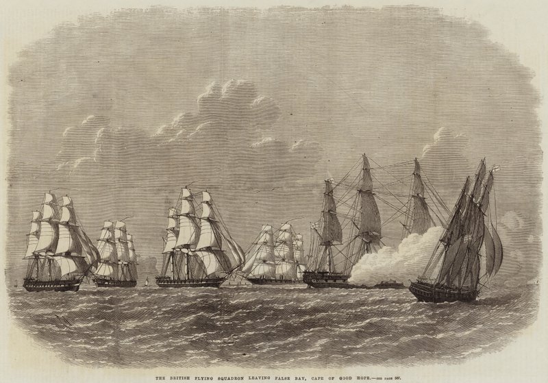 Den brittiska flygande skvadronen lämnar False Bay, Godahoppsudden av Edwin Weedon