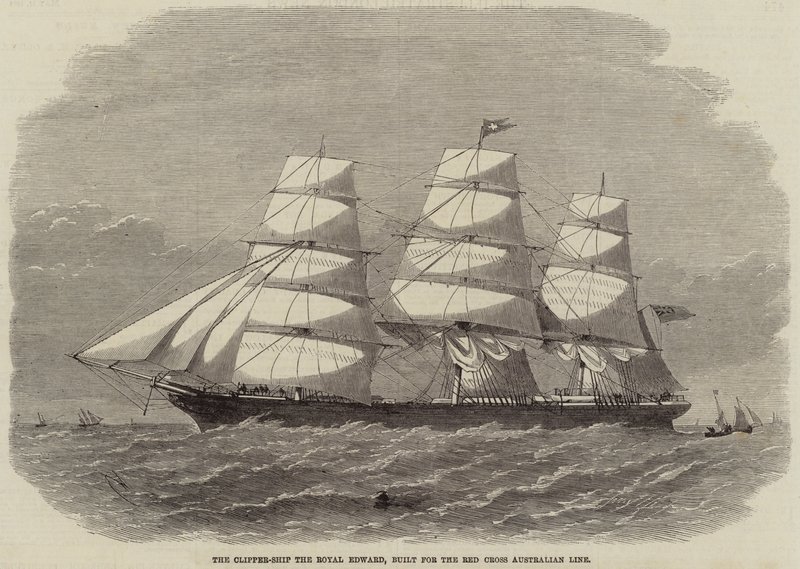 Clipper-Ship the Royal Edward, byggt för Röda Korset Australian Line av Edwin Weedon