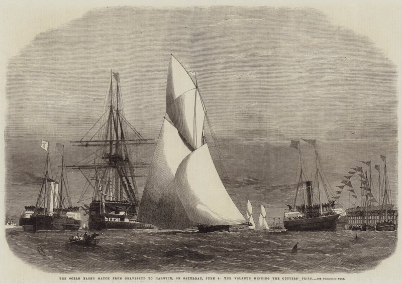 Ocean Yacht Match från Gravesend till Harwich lördagen den 4 juni, där Volante vann priset för kuttrar. av Edwin Weedon