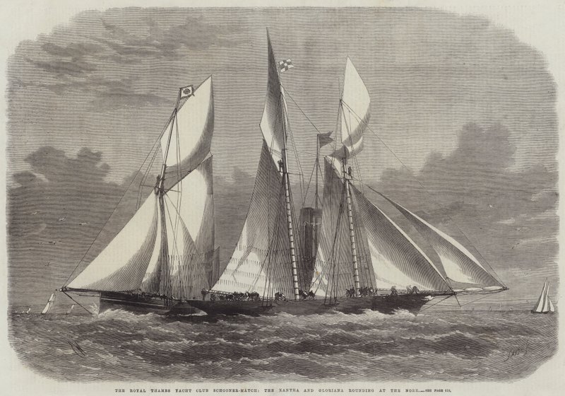 Royal Thames Yacht Club Schooner-Match, Xantha och Gloriana-rundningen vid Nore av Edwin Weedon