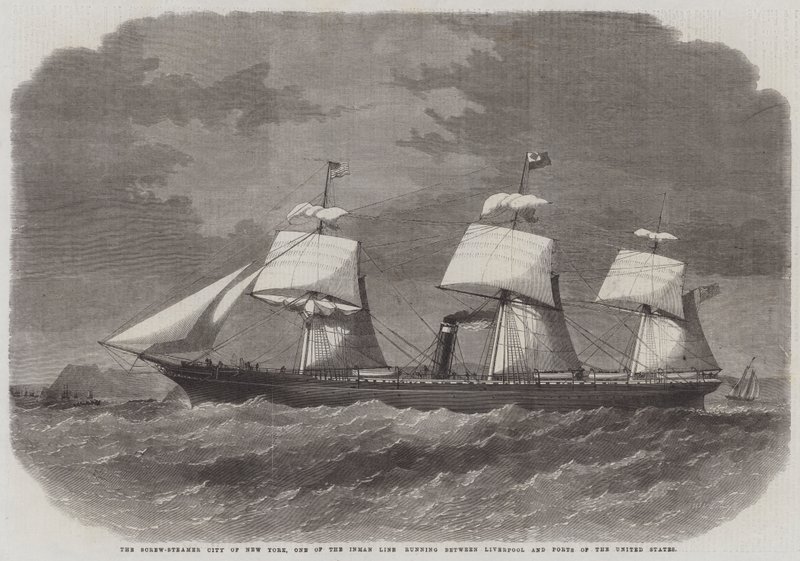 Screw-Steamer City of New York, en av Inman Line som går mellan Liverpool och hamnar i USA av Edwin Weedon