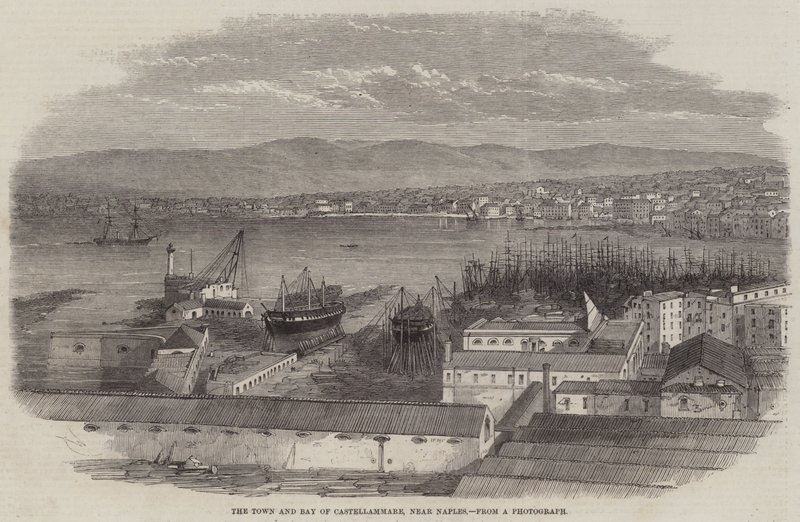 Staden och bukten Castellammare, nära Neapel av Edwin Weedon