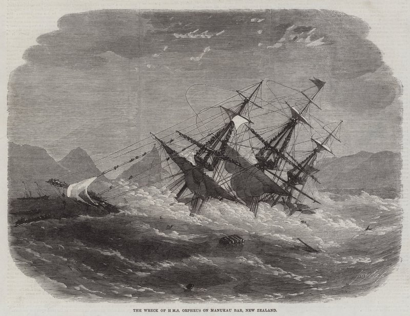 HMS Orpheus vrak vid Manukau Bar, Nya Zeeland av Edwin Weedon