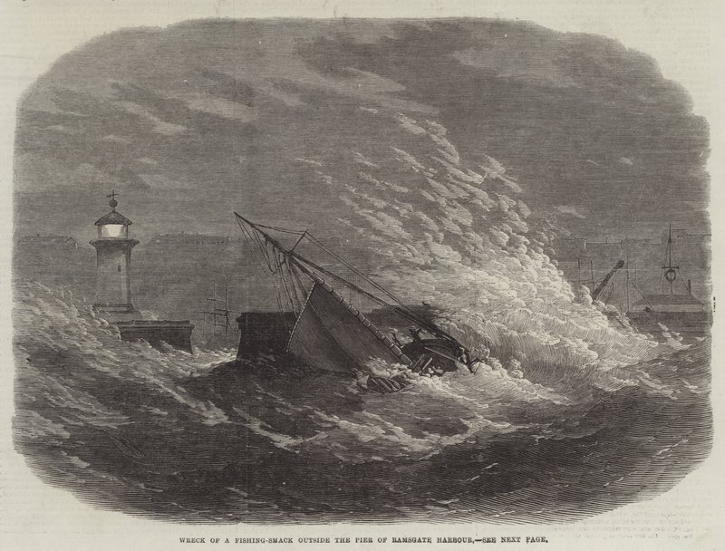 Vraket av en Fishing-Smack utanför piren i Ramsgate Harbor av Edwin Weedon