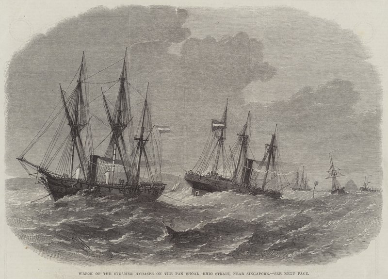 Vraket av Steamer Hydaspe på Pan Shoal Rhio Strait, nära Singapore av Edwin Weedon