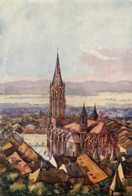 Rhen: Freiburg-im-Breisgau (färglitografi) av Effie Jardine