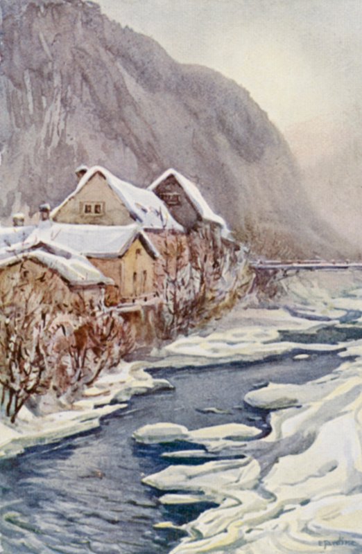 Floden Rhen: Ragatz, floden Tamina (färglitografi) av Effie Jardine