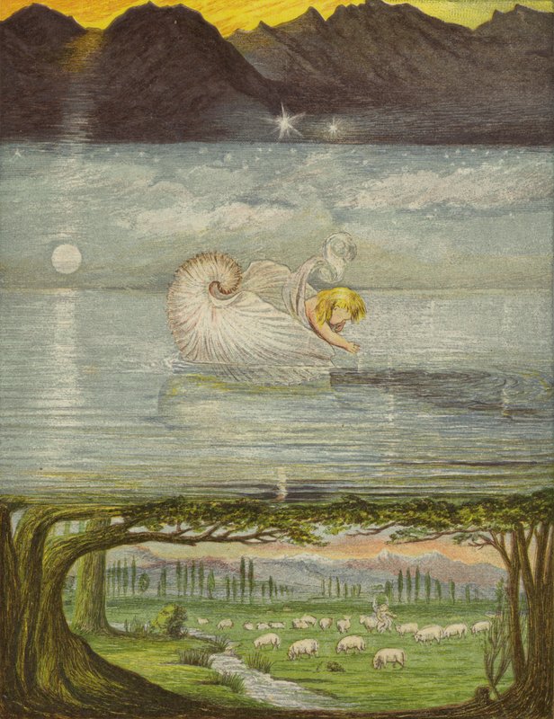 En gyllene båt på ett stort, stort vatten (färg litho) av Eleanor Fortescue Brickdale
