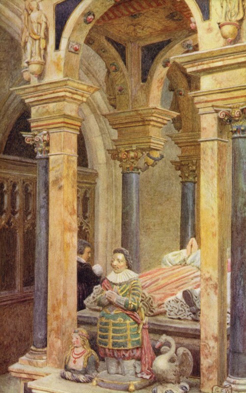 Och tänk inte på det trånga utrymmet mellan en vagga och en grav (färg litho) av Eleanor Fortescue Brickdale
