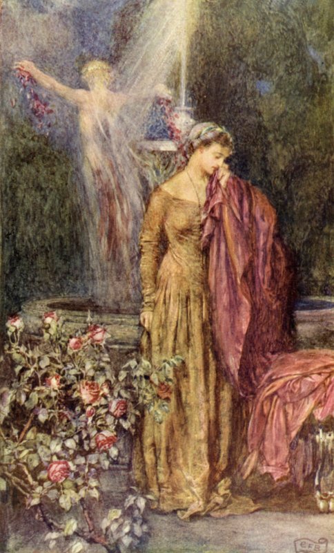 "Men vem kan ta en dröm för en sanning?" (färg litho) av Eleanor Fortescue Brickdale