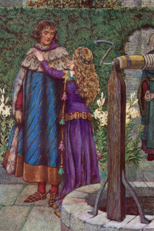 Elaine (färg litho) av Eleanor Fortescue-Brickdale