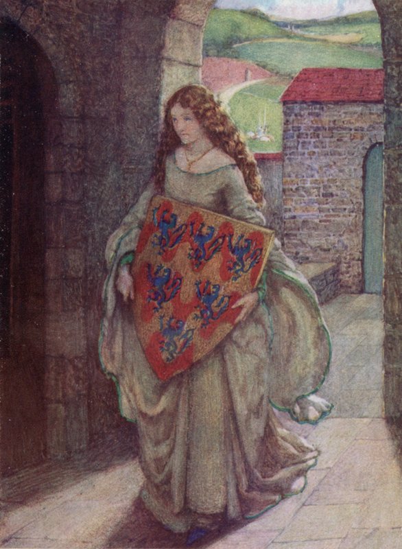 Elaine (färg litho) av Eleanor Fortescue Brickdale