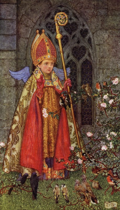 Hej, biskop Valentine, vars dag detta är! All luft är ditt stift, och allt kvittrande (färg litho) av Eleanor Fortescue Brickdale
