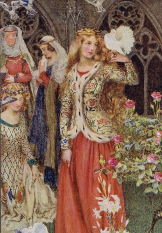 Illustration för Idylls Of The King av Alfred Lord Tennyson (färg litho) av Eleanor Fortescue Brickdale