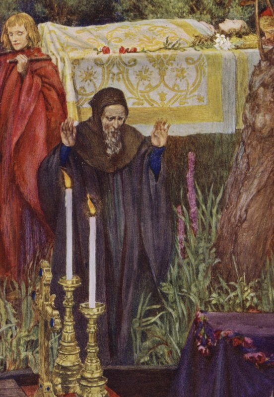 Illustration för Idylls Of The King av Alfred Lord Tennyson (färg litho) av Eleanor Fortescue Brickdale
