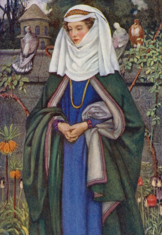 Illustration för Idylls Of The King av Alfred Lord Tennyson (färg litho) av Eleanor Fortescue Brickdale