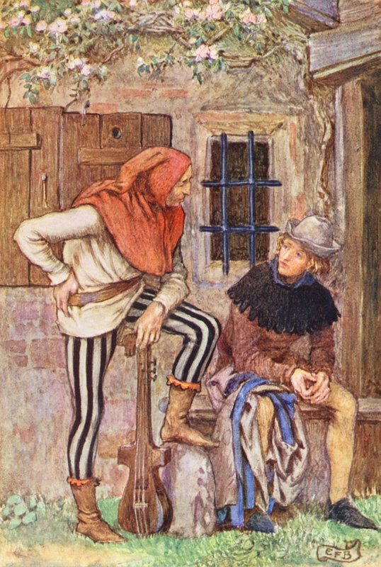 Illustration till The Gathering of Brother Hilarius av Michael Fairless (färglitografi) av Eleanor Fortescue Brickdale