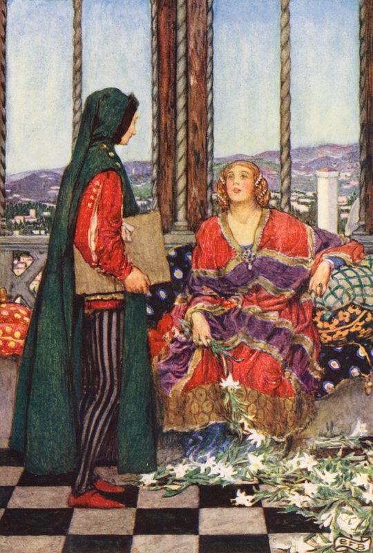 Illustration till The Gathering of Brother Hilarius av Michael Fairless (färglitografi) av Eleanor Fortescue Brickdale