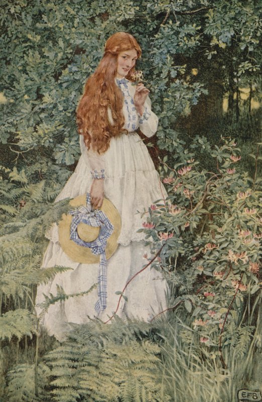 Är hon inte rent guld, min älskarinna? (färg litho) av Eleanor Fortescue Brickdale