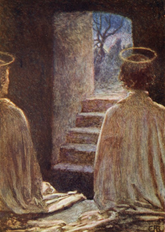 Den tomma graven (färg litho) av Eleanor Fortescue Brickdale