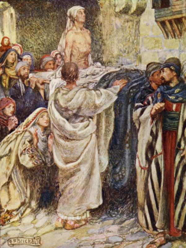 Änkans son uppvuxen i Nain (färg litho) av Eleanor Fortescue Brickdale
