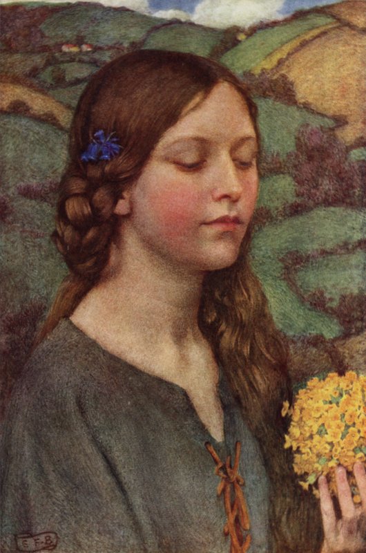 Vem är Silvia? Vad är hon, att alla våra svanar berömmer henne? (färg litho) av Eleanor Fortescue Brickdale