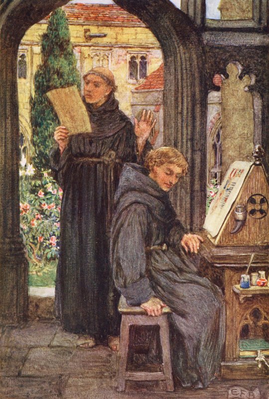 Illustration till The Gathering of Brother Hilarius av Michael Fairless (färglitografi) av Eleanor Fortescue Brickdale
