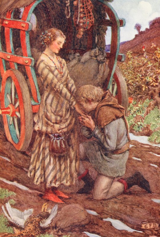 Illustration till The Gathering of Brother Hilarius av Michael Fairless (färglitografi) av Eleanor Fortescue Brickdale