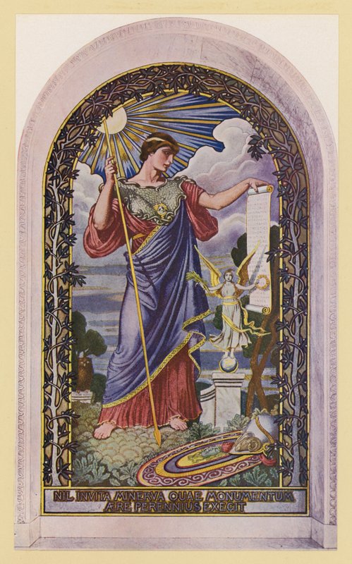 Fredens Minerva (färglitografi) av Elihu Vedder