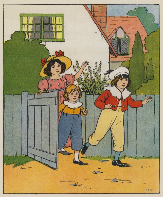 Lördag, helgdag (färg litho) av Elise H. Stewart